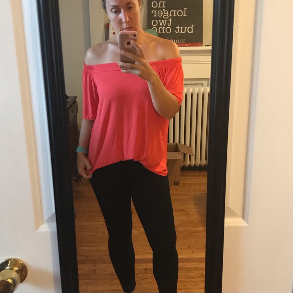 J. Jill Wearever Coral Off The Shoulder Jersey Top